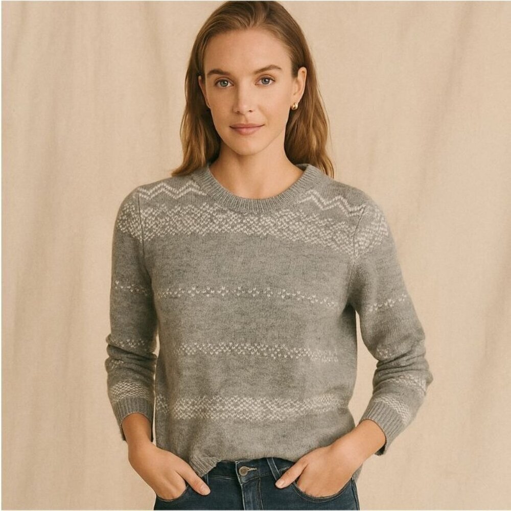 Vineyard Vines Grey Merino Wool/ Cashmere Blend Knit Crewneck Sweater Size S
